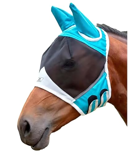 Fliegenmaske für Pferde, Hellblau, Größe M von DECHIAUS