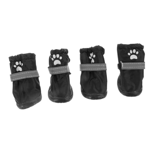 DECOMELODY 4 Stück Haustier wasserdichte Schuhe Hundeschuhe Hundestiefel Regenschuhe Für Hunde rutschfeste Hundesocken rutschfeste Regenschuhe Für Welpen Outdoor-Schuhe Black Polyester von DECOMELODY