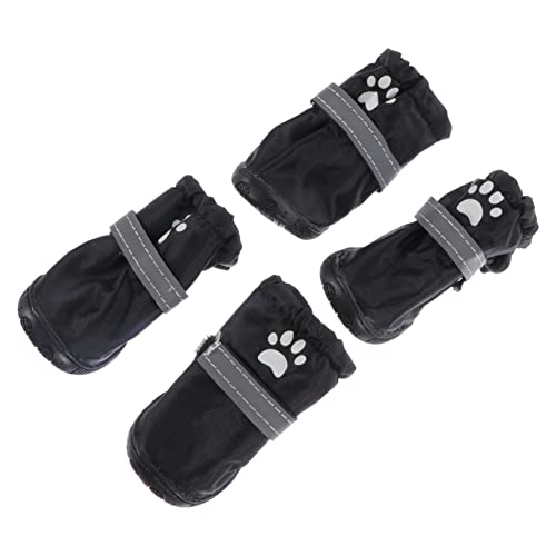 DECOMELODY 4 Stück Haustier wasserdichte Schuhe Hundestiefel Wasserdichter Stiefel Hundeschuhe Haustier Stiefel wasserdichte Regenstiefel Schuhe Für Hunde Heimtierbedarf Black Polyester von DECOMELODY