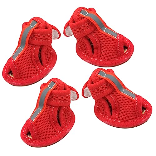 DECOMELODY 4 Stück Haustiersandalen Schnauze Hundekratzunterlage für Nägel Kauer Auto Paws pfotenschutz Schuhe für hundepfoten Haustierschuhe für den Sommer schützende Haustierschuhe rot von DECOMELODY