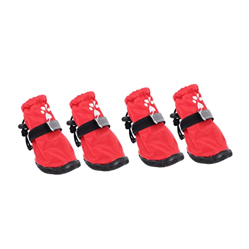 DECOMELODY 4 Stück Regenstiefel für Haustiere hundeschuhe Dog Shoes Haustierstiefel Schuhe für Hunde Hundestiefel wasserdichte Stiefel für Haustiere Regenschuhe für Haustiere Polyester rot von DECOMELODY