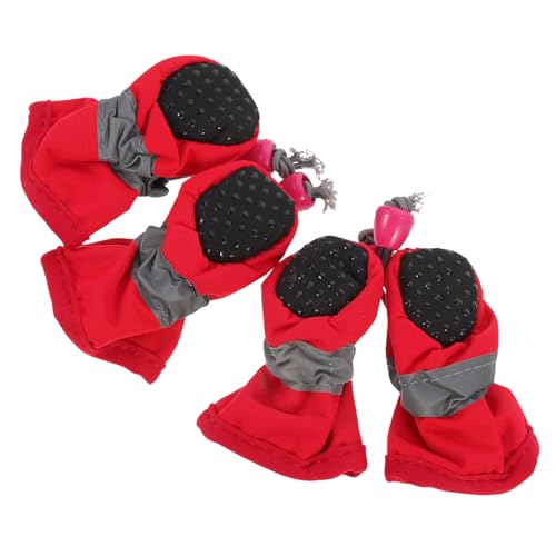 DECOMELODY 4 Stück wasserdichte Fußabdeckung Für Haustiere Für Verletzte Pfoten Hundepfotensocken Regenstiefel Für Welpen Für Hunde Hündchenschuhe Beschützer Welpensocken Und Schuhe Gummi Rot von DECOMELODY