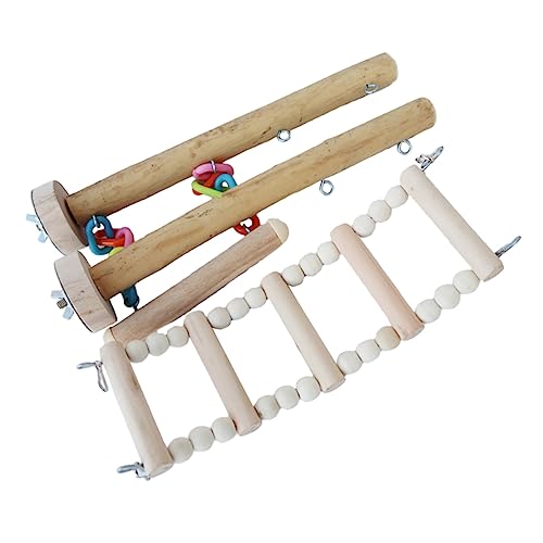 DECOMELODY 4pcs Holzleiter Spielzeugpapagei Vogelschwung Leiter Spielzeug Für Papageientraining Spielen von DECOMELODY