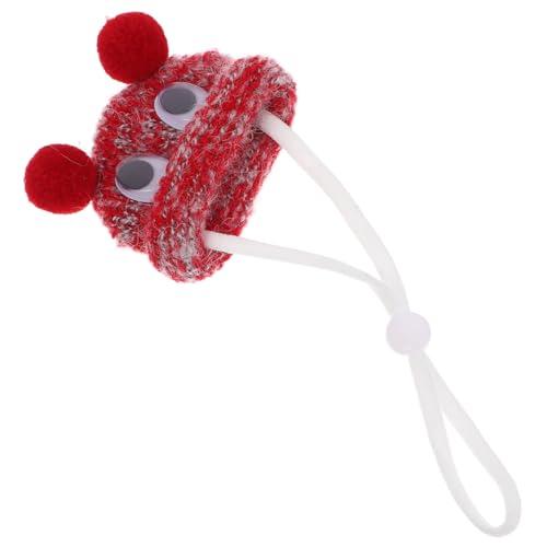 DECOMELODY Hamsterhut tiermützen kleine Hüte Hund Strickmütze kleine Geburtstagshüte Hamsterkleidung für echte Hamster Hamsterspielzeug Mini-Mützen für kleine Hunde Strohhut für Hund Garn rot von DECOMELODY