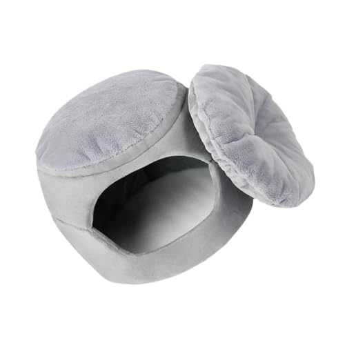 DECOMELODY Haustierbett pet Bed petbett Haustierhaus hundebetten katzenkissen Faltbares Winterzelt für Katzen Wurf Katzenhaus Hundeschlafhaus Nesthaus für Haustiere Perlenbaumwolle Light Grey von DECOMELODY