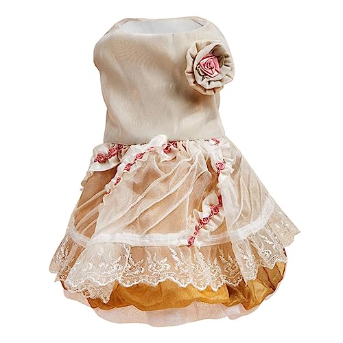 DECOMELODY Haustierkleid entzückende hundekleidung Smoking Outfits Hundemäntel Dackel hundehalloweenkostüme hundefotografie hochzeitskleid Partykleidung für Haustiere Welpenrock Satin- Golden von DECOMELODY