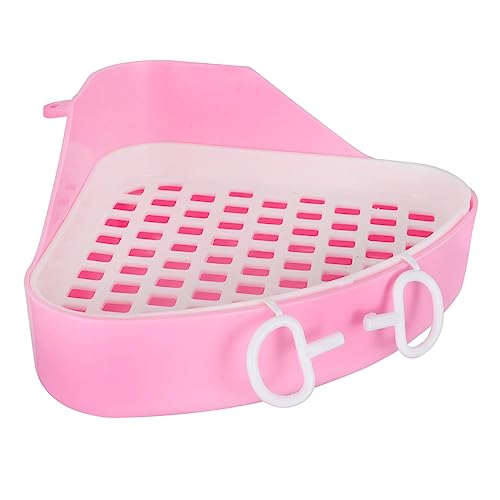 DECOMELODY Kasten Kaninchentoilette coop -WC Babytopf Hase Töpfchentrainer Hamster klo kaninchenklo Chinchilla Ecktoilette Haustiertoilette aus Kunststoff Häschen Toilette Plastik Rosa von DECOMELODY