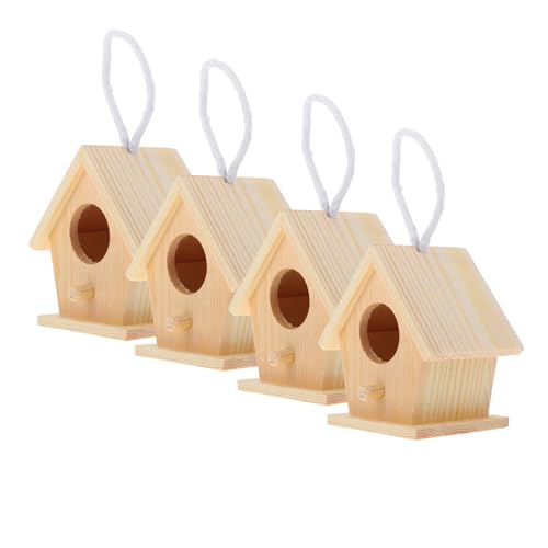 DECOMELODY Mini Vogelhäuser Aus Unbehandeltem Holz Lackierbare DIY Hängedekoration Für Garten Und Balkon Ideales Für Kreative Vogelhaus Projekte Und Partys von DECOMELODY