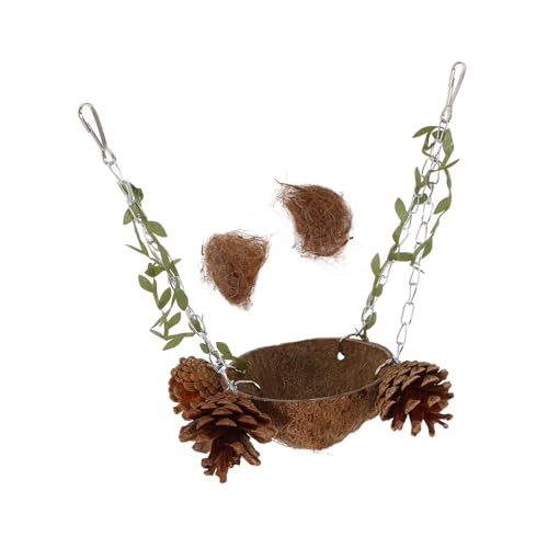 DECOMELODY Natürliches Kokosnussschalen Vogelnest Hängendes Papageienbett mit Kokosfasern Robustes Vogelspielzeug für Wellensittiche Kanarienvögel und Kleine Vögel Fördert Entdeckung und DECOMELODY Natürliches Kokosnussschalen Vogelnest Hängendes Papageienbett mit Kokosfasern Robustes Vogelspielzeug für Wellensittiche Kanarienvögel und Kleine Vögel Fördert Entdeckung und von DECOMELODY