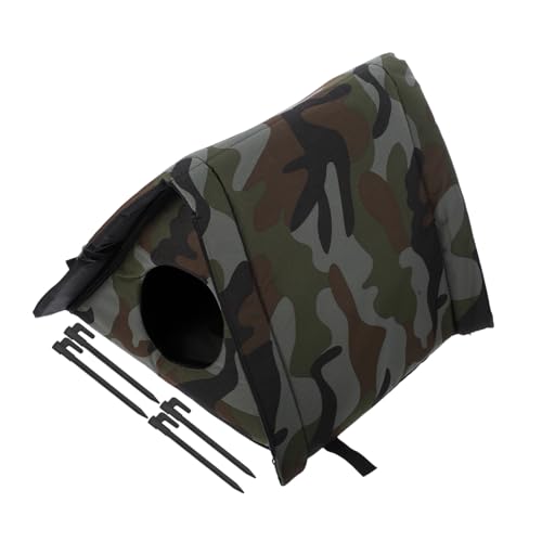 DECOMELODY Wetterfestes Katzenhaus Für Draußen Hochwertige Isolierte Katzenunterkunft Für Winter Wind Und Regenschutz Für Katzen Und Kleine Hunde Camouflage Design von DECOMELODY