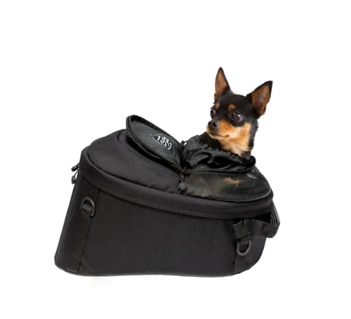 DEEMEED Pet Bag Motorrad Tasche für Hunde (2-36 kg), wasserdicht, tragbar, dreifach belüftet, Gepäckablage oder Sitz, aus Cordura (HYBRID) von DEEMEED