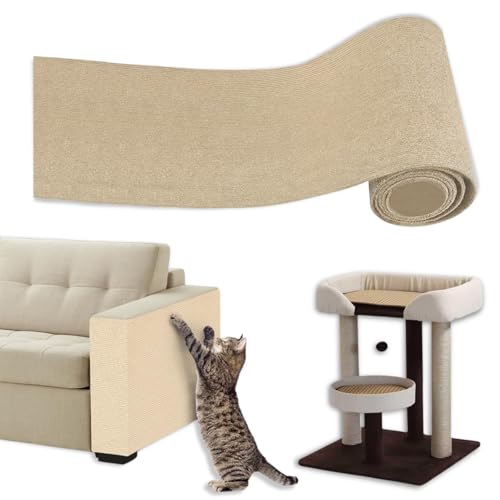 DEEMEIS [40cm*200cm] Kratzmatte für Katzen, Katzenkratzmatte,DIY Zuschneidbare Selbstklebende Teppich-Katzenmattenunterlage, Kratzschutz Sofa Katze [Khaki] von DEEMEIS