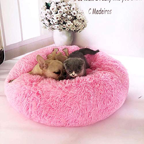 DEEN Rutschfestes Kissen für Hunde und Katzen, beruhigend, waschbar, Flauschiges Kunstfell, Donut-Design, Kuscheldecke für den Winter von DEEN