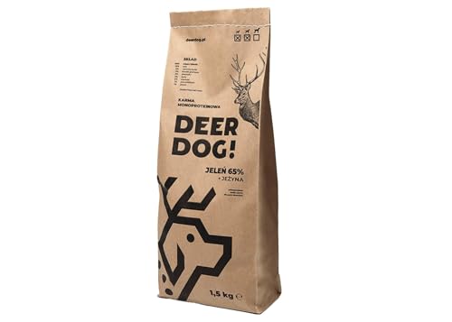 DEER DOG! (1 x 1,5 kg) | Premium Hunde-Trockenfutter aus Rotwild 65% + Brombeere für kleinere und mittlere Hunde| Getreidefreies Hunde-Trockenfutter | Hunde-Trockenfutter für alle Rasse | 1er Pack von DEER DOG!