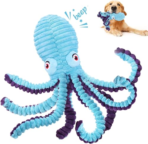DEETOK Hundespielzeug, Welpenspielzeug, Hundespielzeug für große Hunde, quietschend, langlebiges Hundespielzeug für kleine, mittelgroße und große Hunde (blau) von DEETOK