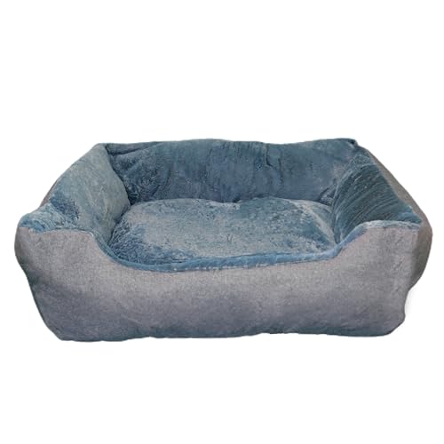 DEFACTO Hundebett, Hundekissen in Leinenoptik, Hundekorb, erhöhte Ränder, rutschfeste Unterseite (GRAU, 90L x 75B x 25H) von DEFACTO