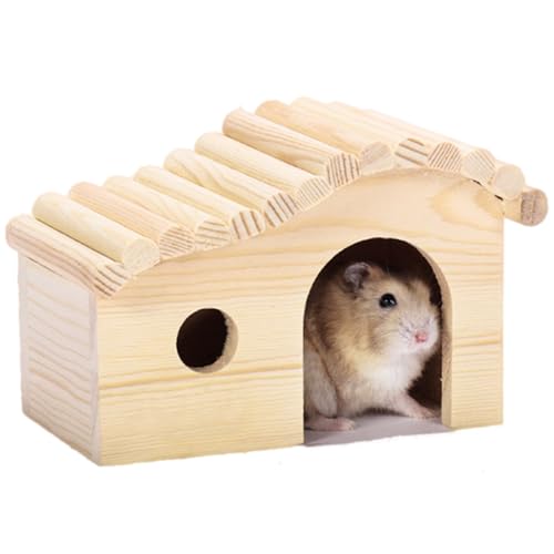 DEFKIYT Hamsterversteck Haus, Wald Holz Hamsterhaus Rennmaus Haus Hamster versteckt Hamsterhaus für kleine Zwerghamster Rennmaus Maus Kleintiere von DEFKIYT