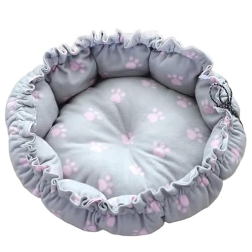 DEJIN Kordelzug Kreative Weiche Warme Nest, Doppelte Verwendung Einstellbare Haustierbett Kissen Für Katzen Welpen Lieferungen, Rosa Druck, 45cm von DEJIN