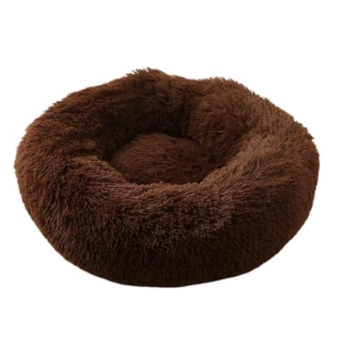 DEJIN Plüsch-Haustiernest, Winter-Katzennest, Hundenest, warm, abnehmbar und waschbar, rundes Katzennest, Haustierbett, saisonale universelle Dekoration, Kaffee, 40 cm von DEJIN