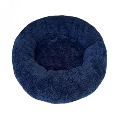 DEJIN Plüsch-Haustiernest, Winter-Katzennest, Hundenest, warm, abnehmbar und waschbar, rundes Katzennest, Haustierbett, saisonale universelle Dekoration, Marineblau, 40 cm von DEJIN