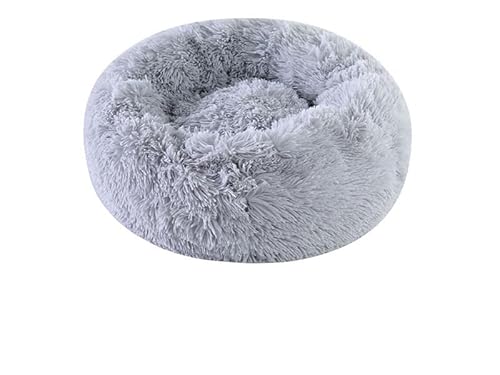 DEJIN Plüsch Haustiernest Winter Katzennest Hundenest Warm Abnehmbar Und Waschbar Rund Katzennest Haustierbett Saisonale Universal Dekoration, Hellgrau, 40cm von DEJIN