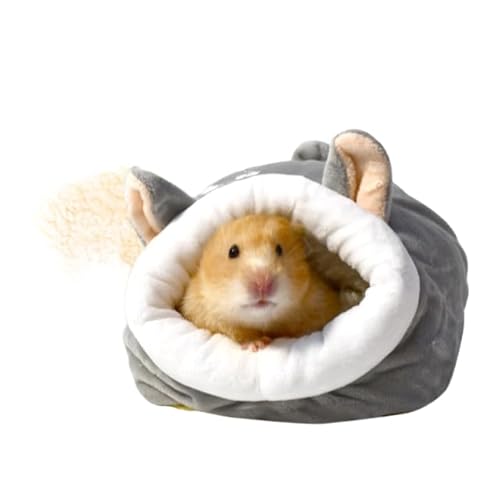 Warmes Bett für Hamsterkäfig, Haustier-Hängematte, Schwein, Eichhörnchen, Winterhaus, Samt, Nest, schlafen, kleine Haustierartikel, grau, Größe M von DEJIN