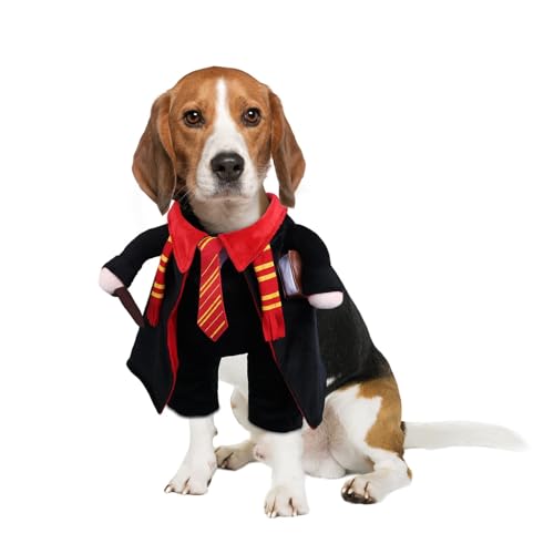 DELIFUR Halloween-Zauberer-Kostüm für Hunde – entzückende fantastische Kleidung für Katzen, Cosplay, Urlaub, Verkleidung für kleine und mittelgroße Hunde, lustiges Outfit, verstellbar, Größe M von DELIFUR