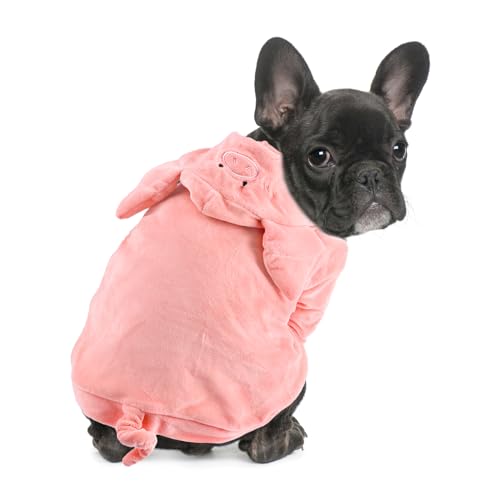 DELIFUR Hunde-Halloween-Schweine-Kostüm, französische Bulldogge, entzückendes Schwein, Urlaubs-Outfit, niedlicher Kapuzenpullover, Halloween-Cosplay-Kostüm, Tier für kleine und mittelgroße Hunde von DELIFUR