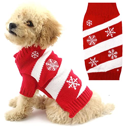 DELIFUR Hunde-Schneepullover, Schneemann-Pullover, Weihnachten, Hunde, Urlaub, Pullover, Neujahr, Weihnachtspullover, Haustierkleidung für kleine Hunde und Katzen (L, Schnee) von DELIFUR