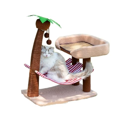 Coconut Island Katzen-Klettergerüst, Katzenstreu-Kratzbaum, Kratzbaum, EIN Sisal-Schleifkrallen, Katzenbedarf, Katzen-Klettergerüst Einfach zu montieren (Color : Pink, Size : Without mat) von DELURA