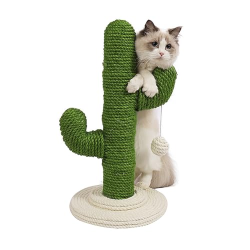 Kaktus-Katzen-Klettergerüst, Katzen-Kletterpfosten Durch Die Himmelssäule, Sisal-Katzenkratzbrett, Große Massivholz-Sprungplattform Einfach zu montieren (Color : Green, Size : 58cm) von DELURA