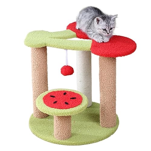 Katze Klettergerüst Dreischichtiger Katzenkratzer Lustiger Katzenturm Kratzbaum for Katzenkratzsofa Schutz Wollball Haustierspielzeug Einfach zu montieren von DELURA