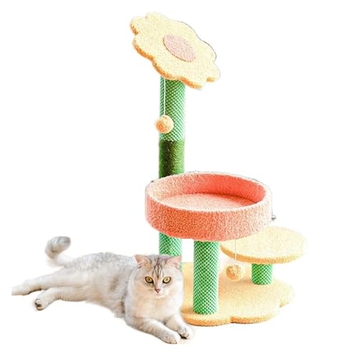 Katze Klettergerüst Katze Haus Scratcher Blume Kratzbaum for Katzen Springen Sisal Katzen Scratcher Mit Schlafen Nest Haustier Spielzeug Einfach zu montieren (Size : Flower) von DELURA