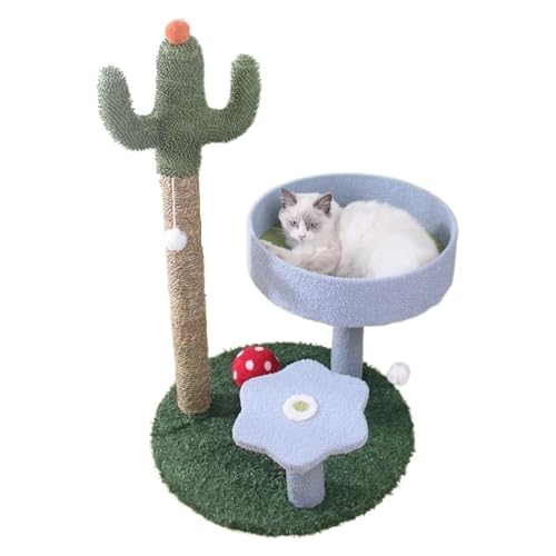 Katze Klettern Baum DREI-Schicht Katze Baum Haus Kratzbaum for Katzen Springen Regale Katzen Klettern Rahmen Übung Haustier Möbel Einfach zu montieren (Color : Blue) von DELURA