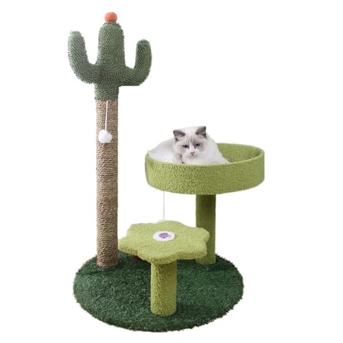 Katze Klettern Baum DREI-Schicht Katze Baum Haus Kratzbaum for Katzen Springen Regale Katzen Klettern Rahmen Übung Haustier Möbel Einfach zu montieren (Color : Green) von DELURA