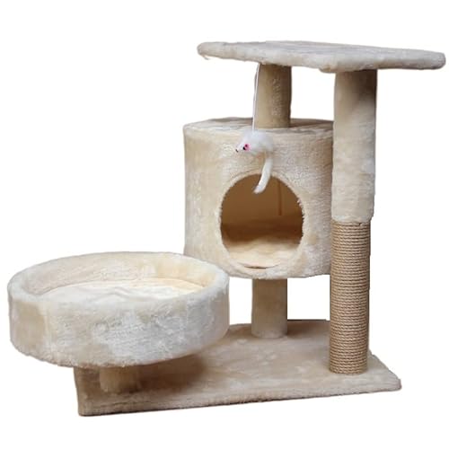 Katze Klettern Baum Turm Haustiere Spielen Baum Kratzen Baum Arbre A Chat Klettern Springen Spielzeug Rahmen Haustiere Einfach zu montieren (Size : Beige) von DELURA