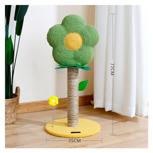 Katze Kratzbrett Sisal Katze Kralle Bord Kralle Grinder Springen Plattform Tease Katze Säule Katze Klettergerüst Haustier Spielzeug Einfach zu montieren (Color : Green, Size : 35x35x77cm) von DELURA