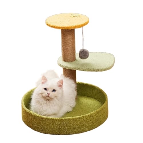 Katze Scratcher Katze Baum Turm Condo Katzen Klettergerüst Kratzbaum for Katzen Scratcher Post Haustier Möbel Nest Haustier Liefert Einfach zu montieren (Color : Yellow) von DELURA