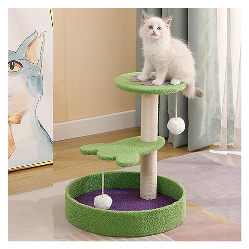 Katze Scratcher Katze Klettergerüst Kratzbaum for Katzen Stick Wolle Ball Spielzeug Katzen Scratcher Nest Haustier Produkte Haustier Zubehör Einfach zu montieren (Size : Green) von DELURA