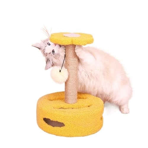 Katze Spielzeug Kratzbaum Mit Ball Sisal Seil Scratcher Baum Turm Holz Plattenspieler Ball Kätzchen Klettergerüst para Gatos Liefert Einfach zu montieren (Size : Yellow) von DELURA