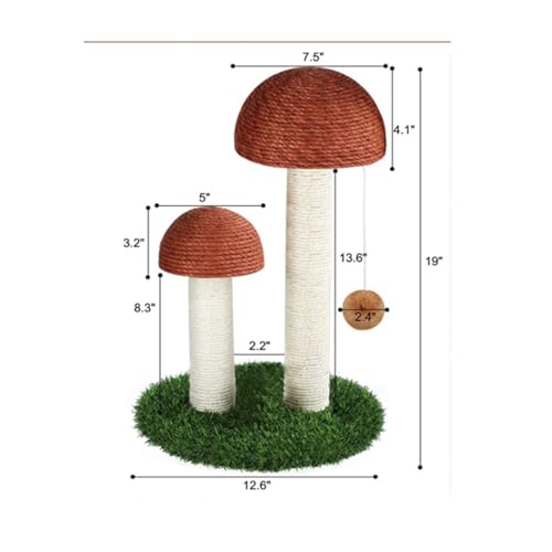 Katzen-Klettergerüst, Heimtierbedarf, Tongtian-Säule, Pilz, Katzenkratzbaum, Rund, Großes Haustier, Katzenspielzeug, Großhandel Einfach zu montieren (Color : Coffee with Ball) von DELURA