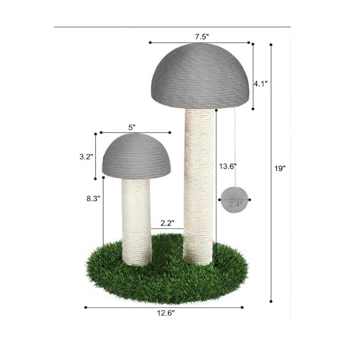 Katzen-Klettergerüst, Heimtierbedarf, Tongtian-Säule, Pilz, Katzenkratzbaum, Rund, Großes Haustier, Katzenspielzeug, Großhandel Einfach zu montieren (Color : Grey with Ball) von DELURA