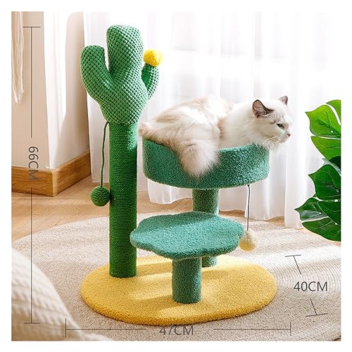 Katzen-Klettergerüst, Kaktus-Kratzer for Katzen, Schleifklaue, Pilz-Kratzbaum for Katzen, Kletterbaum, Katzen-Turmmöbel Einfach zu montieren (Size : Cactus Green) von DELURA