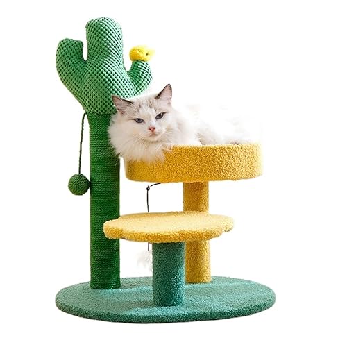 Katzen-Klettergerüst, Kaktus-Kratzer for Katzen, Schleifklaue, Pilz-Kratzbaum for Katzen, Kletterbaum, Katzen-Turmmöbel Einfach zu montieren (Size : Cactus Yellow) von DELURA