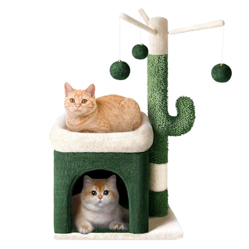 Katzen-Klettergerüst, Katzenbaum, Katzennest, EIN Fleece, Kleine Katzen-Sprungplattform, Glockenspielzeug, Sisalsäule Einfach zu montieren von DELURA