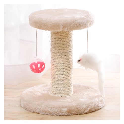 Katzenkratzer, Klettergerüst, Kratzbaum, Widerstandsfähiger Sisal-Katzenbaum Mit Spielzeug, Fisch, Kätzchen, Spielplatz, Haustiermöbelzubehör Einfach zu montieren (Color : Beige-01) von DELURA