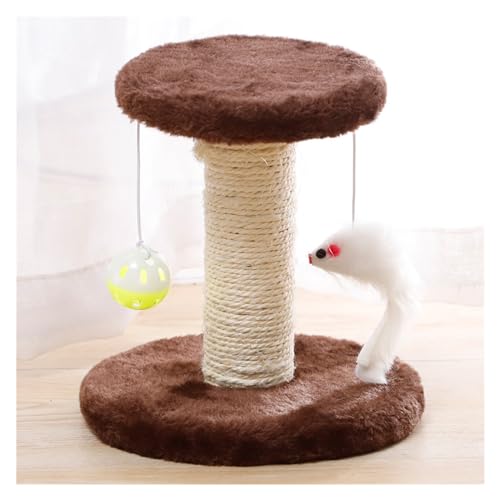 Katzenkratzer, Klettergerüst, Kratzbaum, Widerstandsfähiger Sisal-Katzenbaum Mit Spielzeug, Fisch, Kätzchen, Spielplatz, Haustiermöbelzubehör Einfach zu montieren (Color : Coffee-01) von DELURA