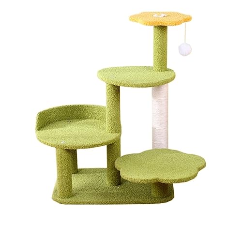 Katzenturm Vierschichtiges Katzenklettergerüst Katzenbaumhaus Springbaum Sisalkratzer for Katzen Kratzbaum Kätzchen Kratzspielzeug Einfach zu montieren (Size : Green) von DELURA