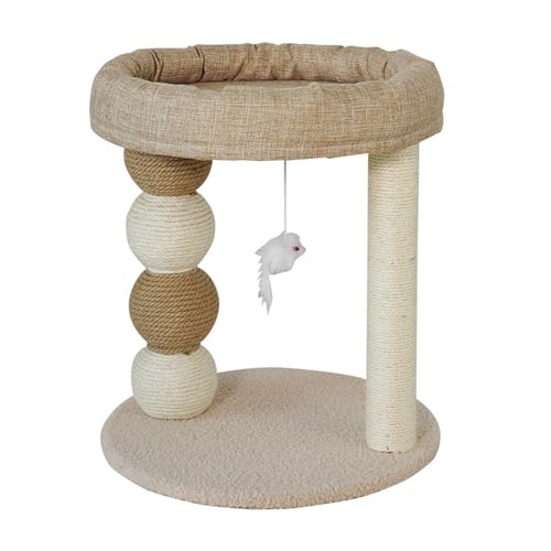 Kleiner Nest-Katzenbaum, Integrierter Katzenkletterrahmen, Multifunktionales Katzennest, Hängematte, Baumwollbett, Sisal-Katzenkratzsäule, Katzenspielzeug Einfach zu montieren (Color : Apricot Colour von DELURA