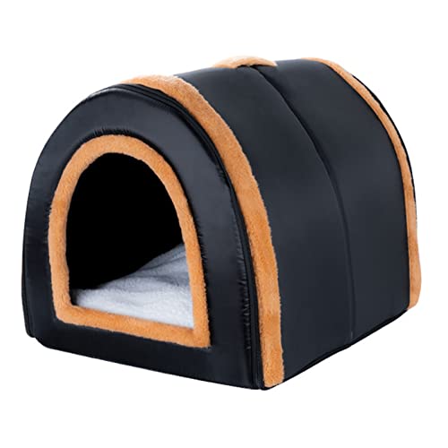 DENSUL 2 In 1 Hundebett, Hundehöhle Weiche Hundehütte Tragbar Faltbare Hund Zimmer Katzenhöhlen Haustier Sofa mit Abnehmbar Kissen für Hunde Katzen,XL65X52X46cm von DENSUL